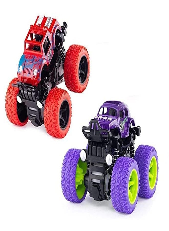 RPC99 Mini Monster Trucks Friction Powered Cars for Kids Big Rubber Tires Baby Boys Super Cars Blaze Truck Children Gifts Toys- Set of 2 Pieces (Color May Vary) - Image 1
